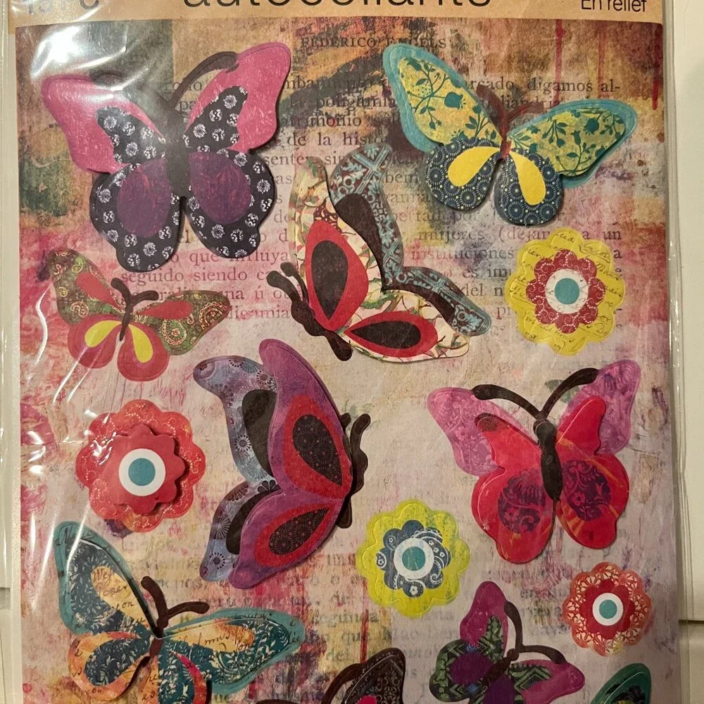 Animal Themed Pop-Up Stickers (10 Packs Owls Butterflies) NEW‎